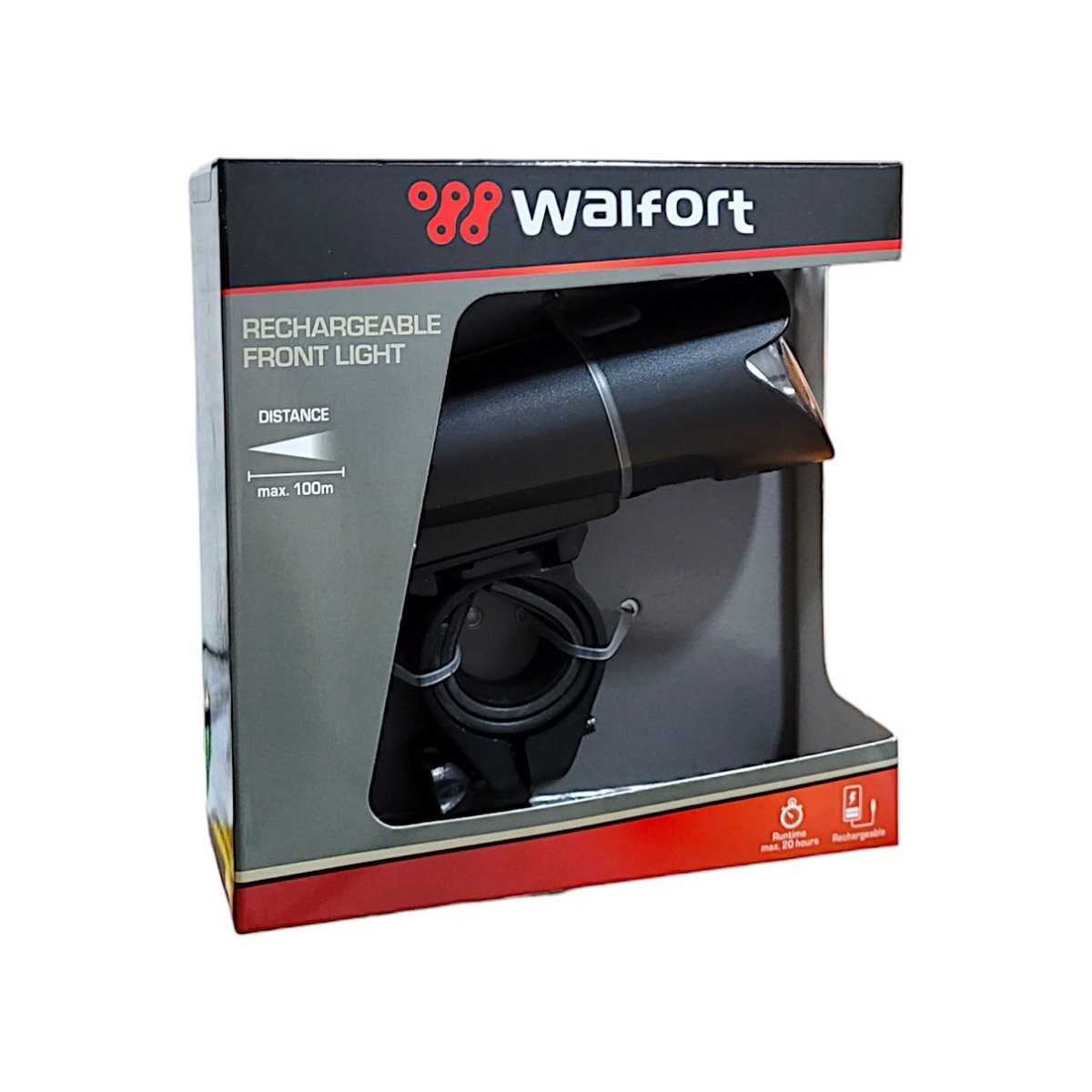 Презареждаема предна светлина за велосипед Walfort 120 lm